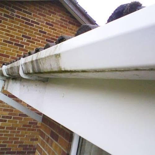 Clean white uPVC fascia and gutter detail